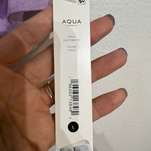 Aqua Violet Ruched Ring Maxi Evening Gown Sz L NWT - Picture 7 of 15